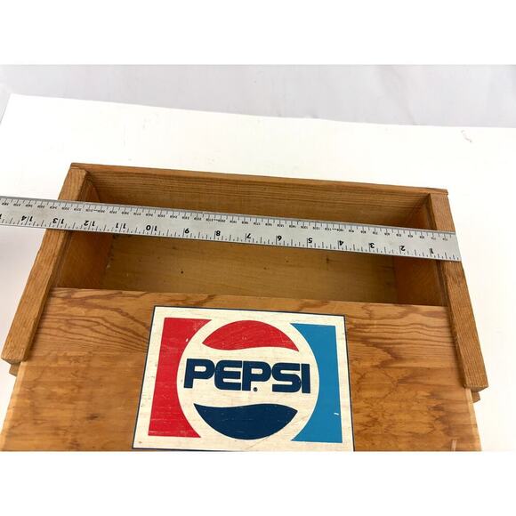 VTG Pepsi-Cola Crate Wooden Advertising Box Wood Lid Bottle Drink Sliding Lid - Picture 3 of 16